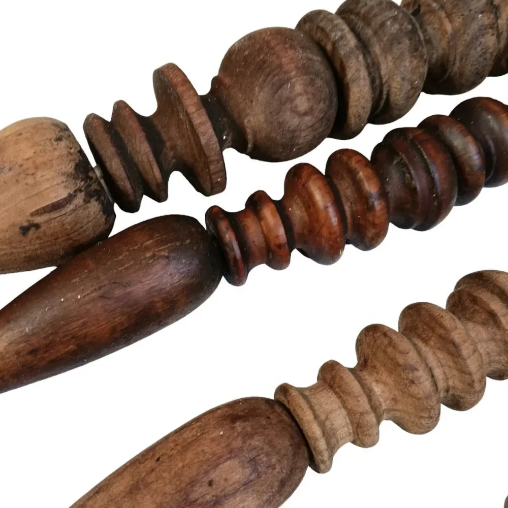 Carved Hardwood Spindle Beads Wall Decor Outdoor Yard Art